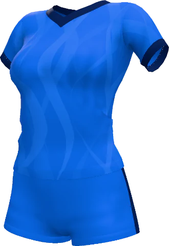 Royal blue women's volleyball kit with tonal waves
