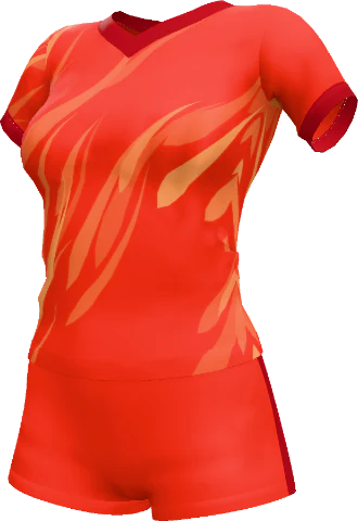 Red kit with light orange flames